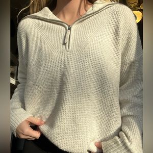 Aerie soft gray quarter zip sweater